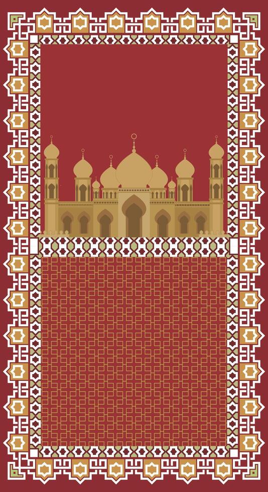 red mosque geometric prayer mat vector