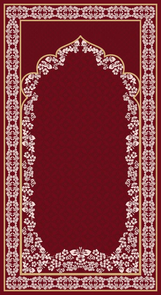 beautiful red floral frame prayer mat vector