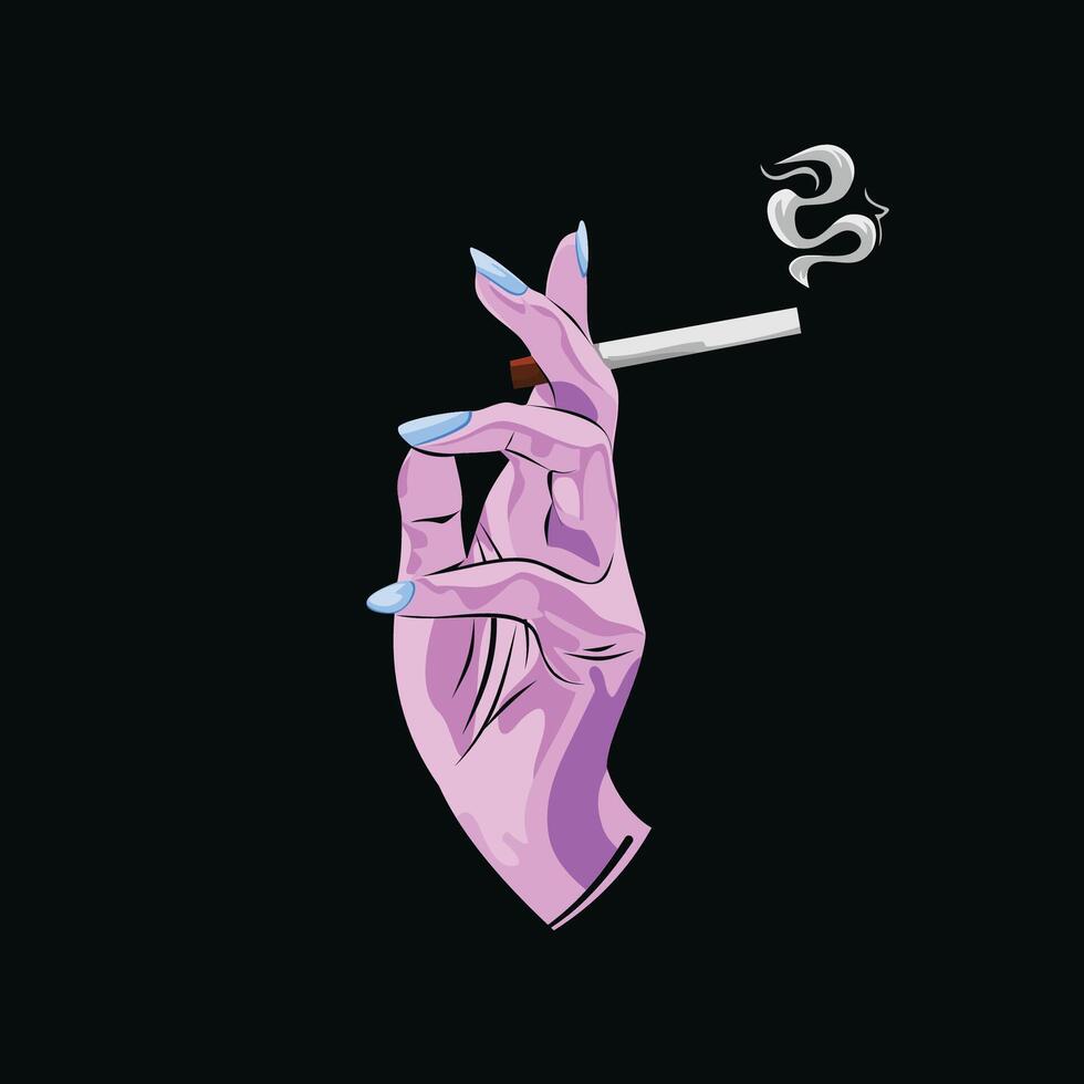 woman hand holding a cigarette vector