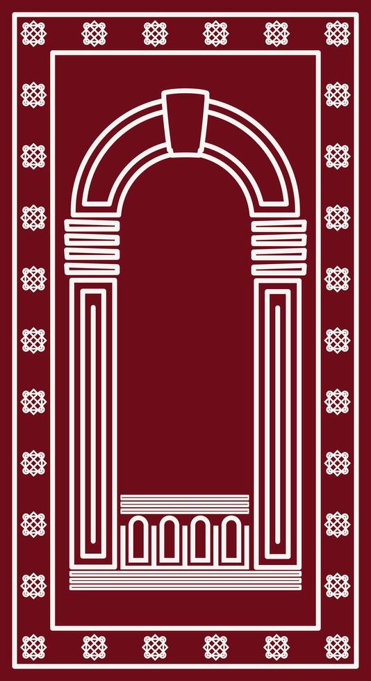 minimalist red outlined prayer mat vector