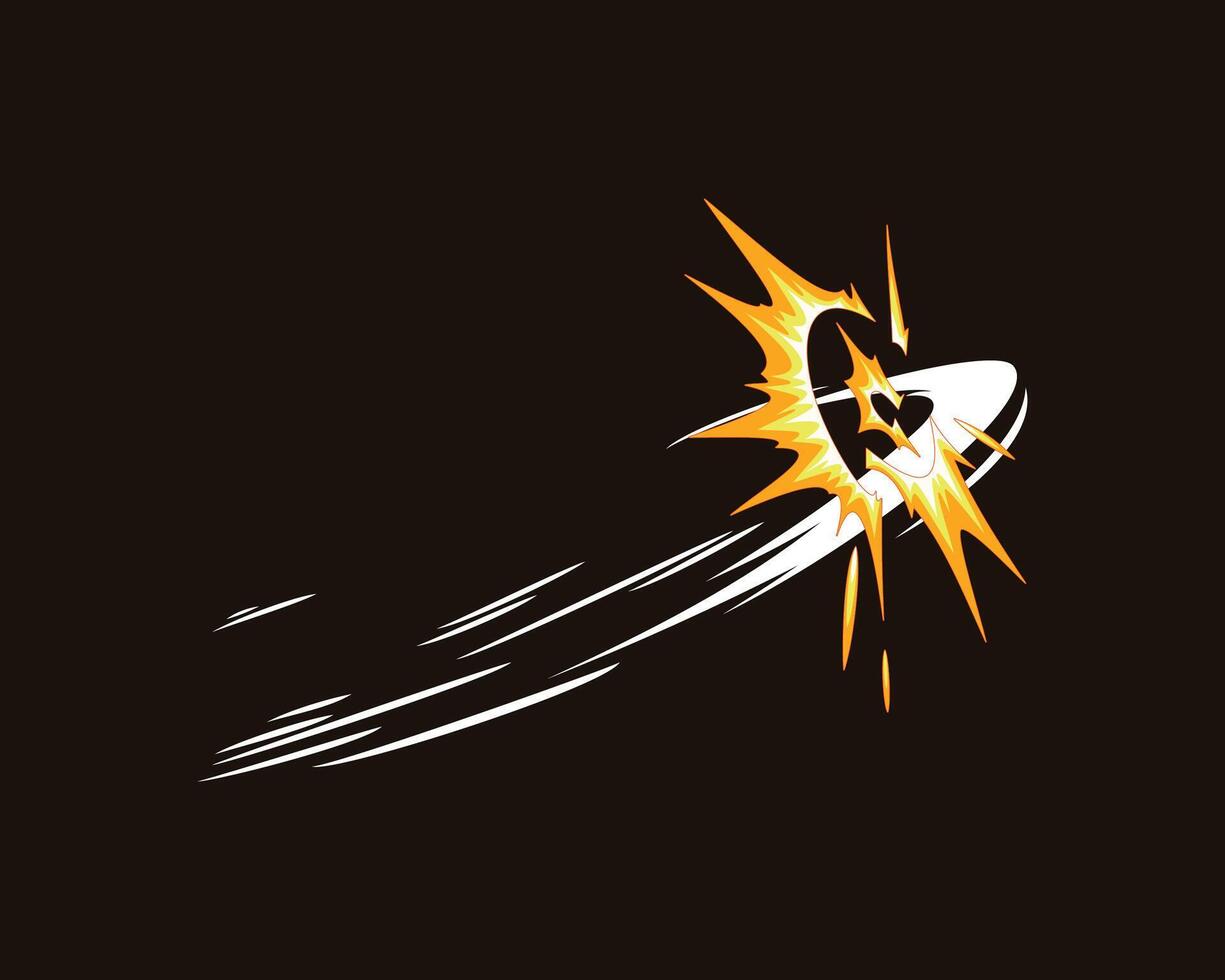 impact hit attack cartoon illustration vector