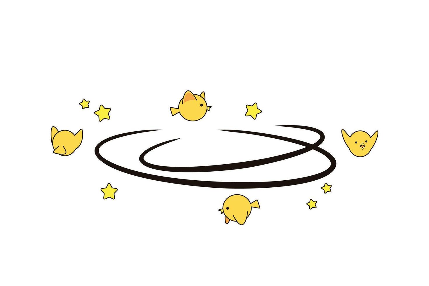 cute dizzy birds cartoon effect vector