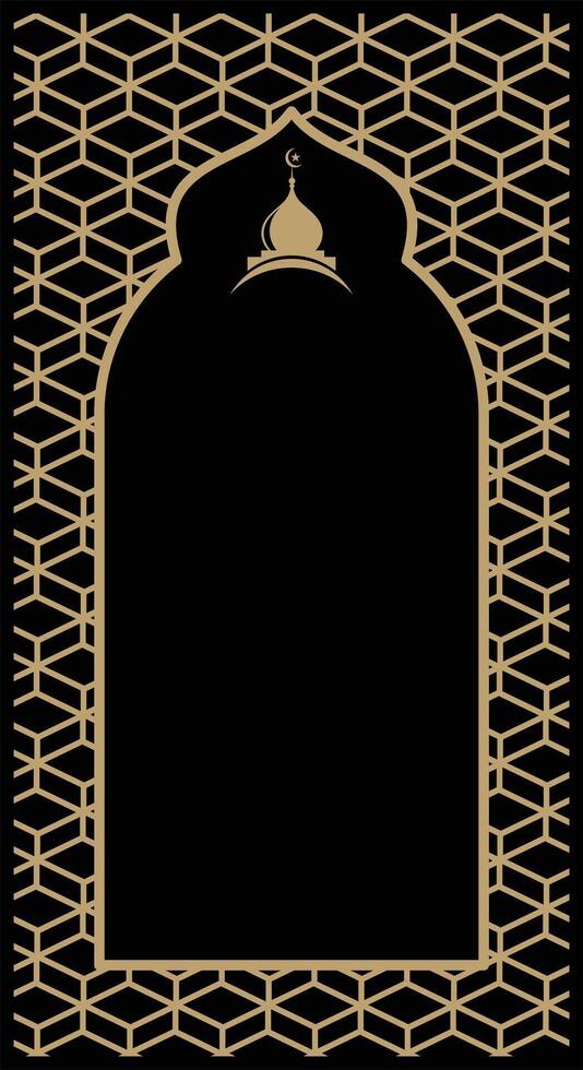 black and gold geometric prayer mat vector