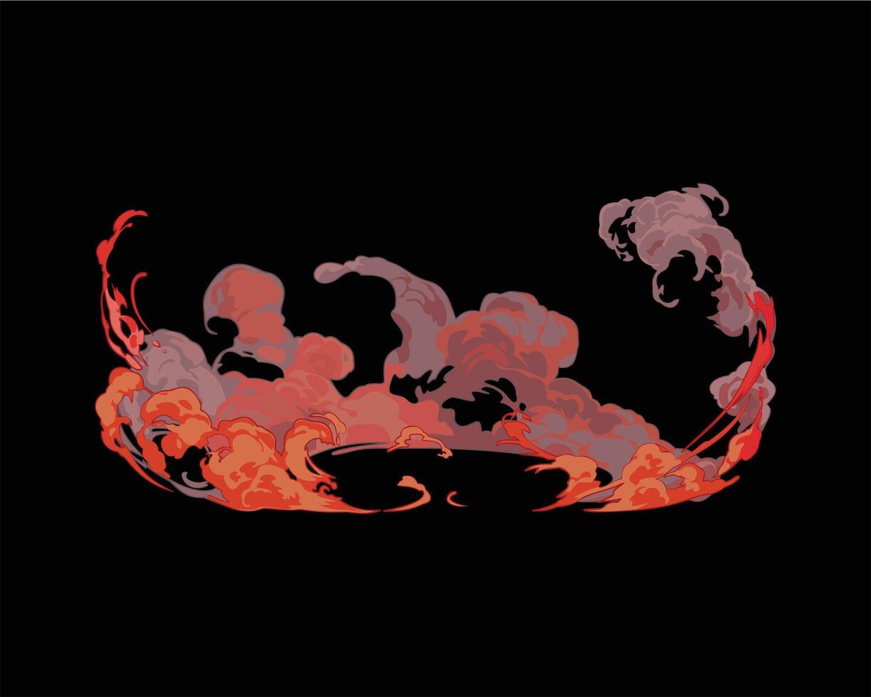 cartoon red smoke fire effect vector