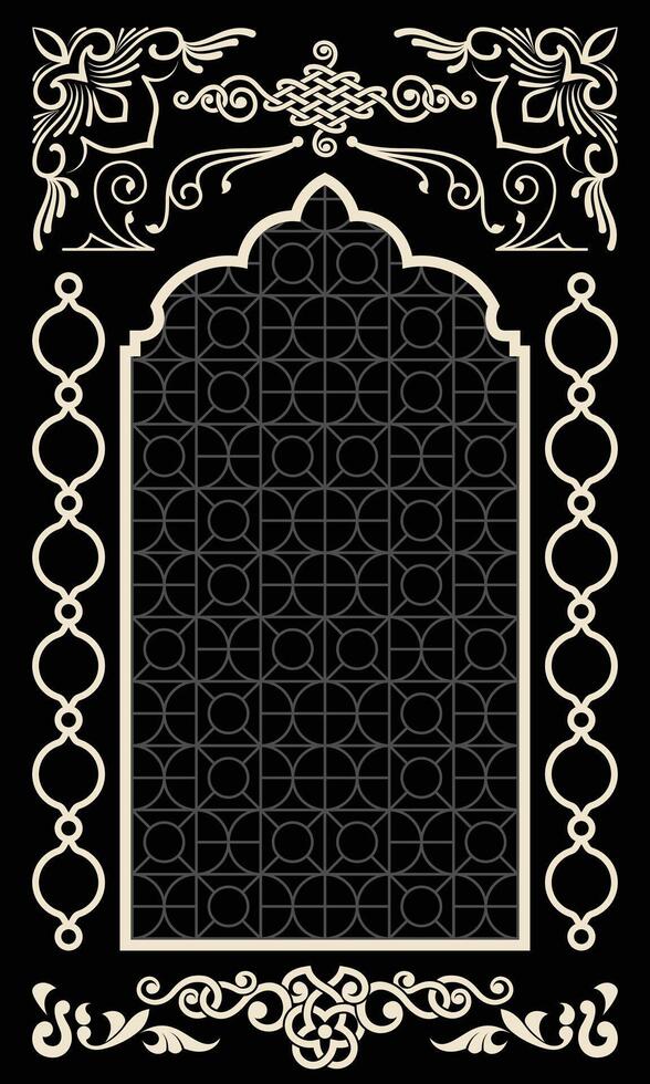 vintage geometric frame prayer rug vector
