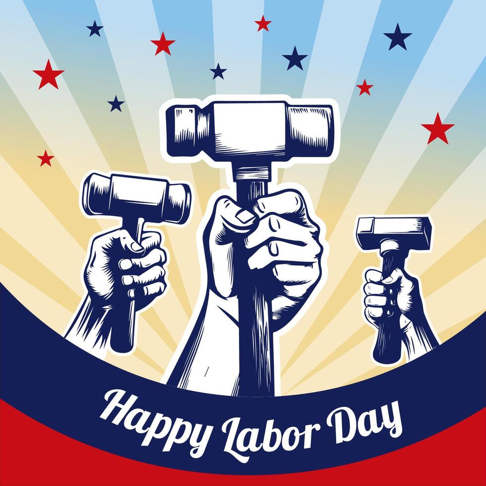 Labor Day bold typography illustration. Editable text to celebrate USA Labor day. Happy Labor day logo sticker poster banner greeting card. vector