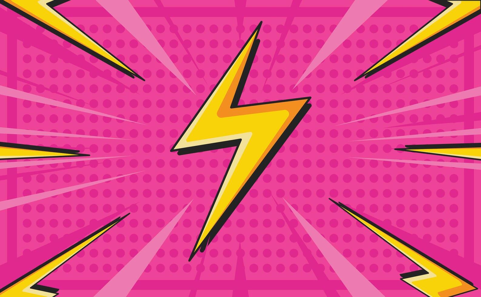 Pop Art Comic cartoon pink background with thunder flash vector
