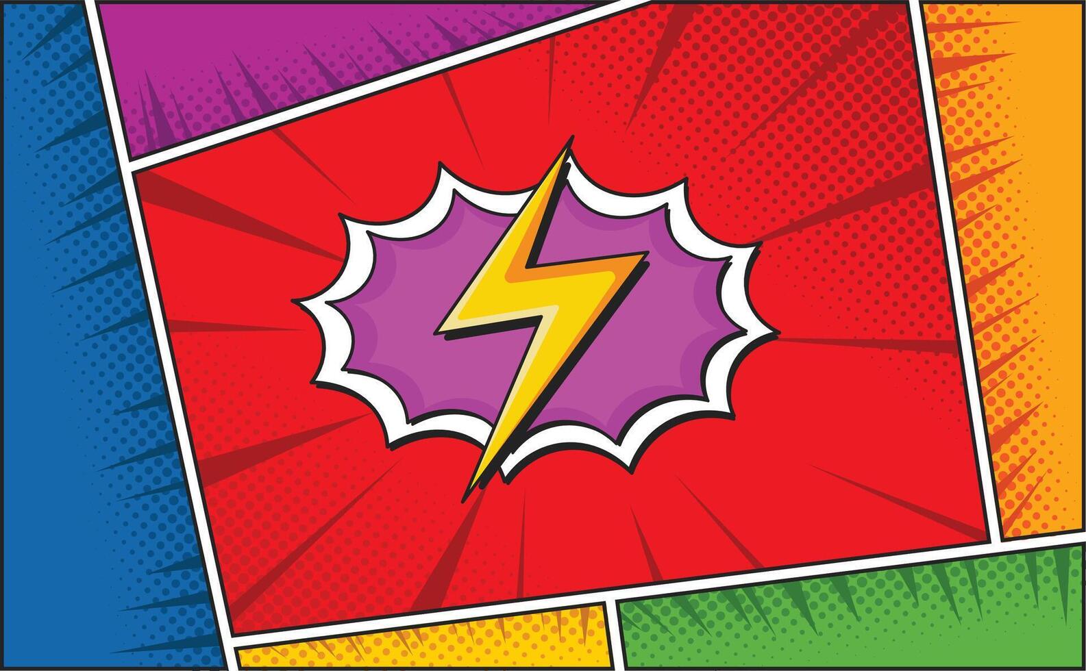 Comic background with thunder flash vector