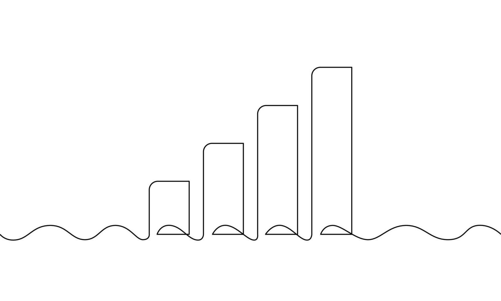 Continuous line drawing of graph icon business. Illustration of growth chart. Object one line. Single line art vector