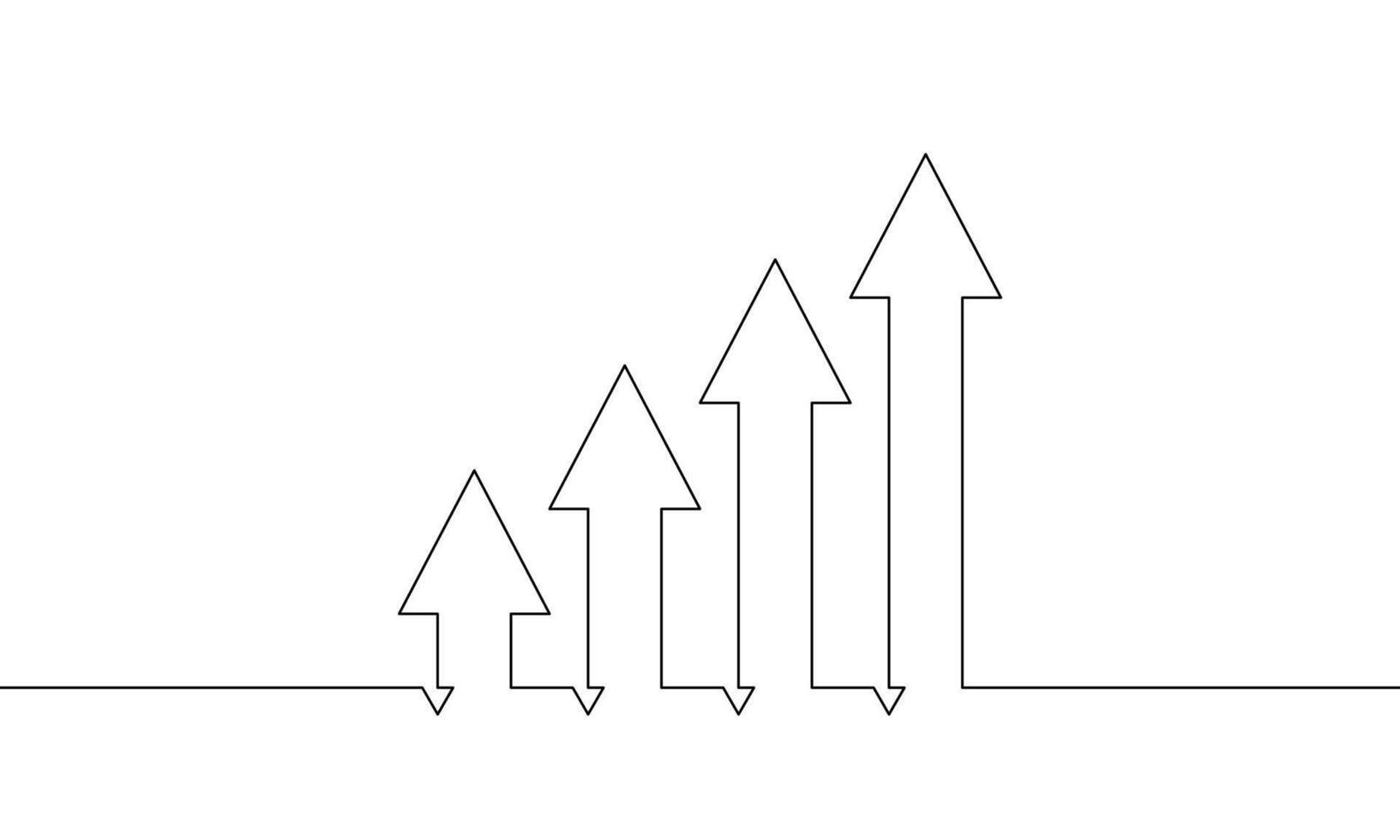 Illustration of arrow up. Continuous line drawing of Graph icon. Hand drawn. Bar chart business growth. Single line art. Object one line. Single line art vector