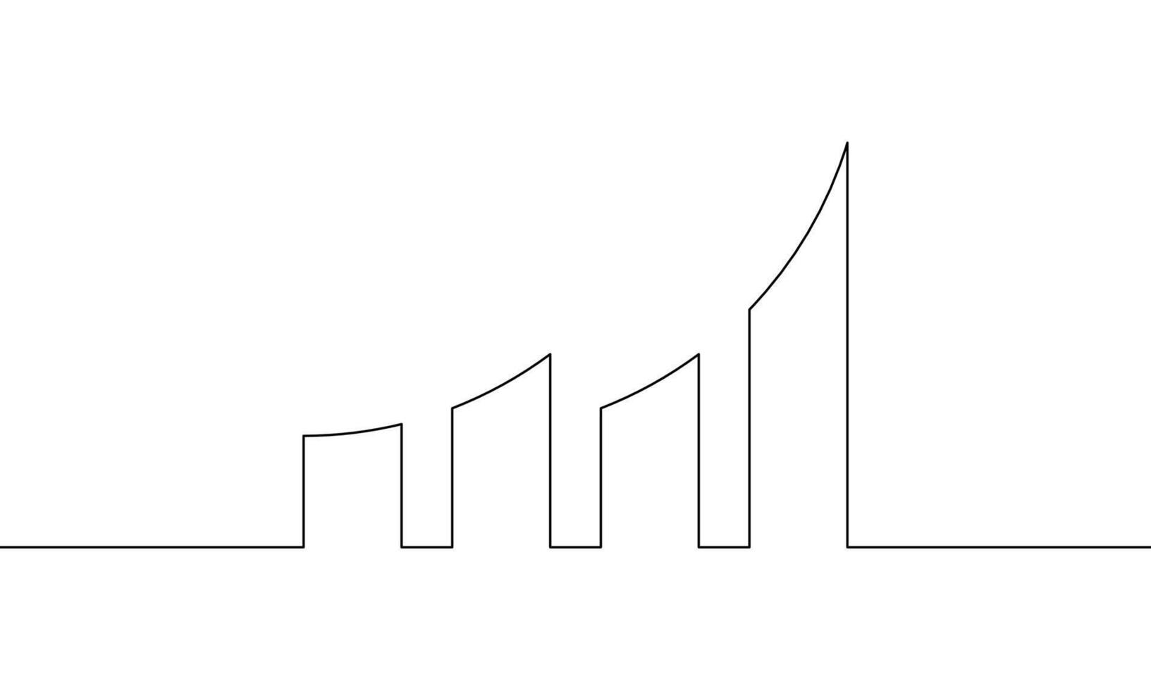 Continuous line drawing of graph. Illustration of bar chart. Flat icon of business growth. Object one line. Single line art vector