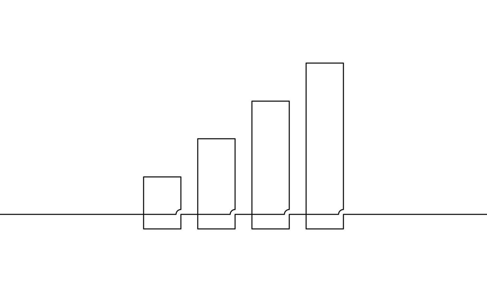 Continuous one line drawing of graph. Illustration of arrow up. Single line art of busines growth icon. Increasing arrow up sign symbol vector