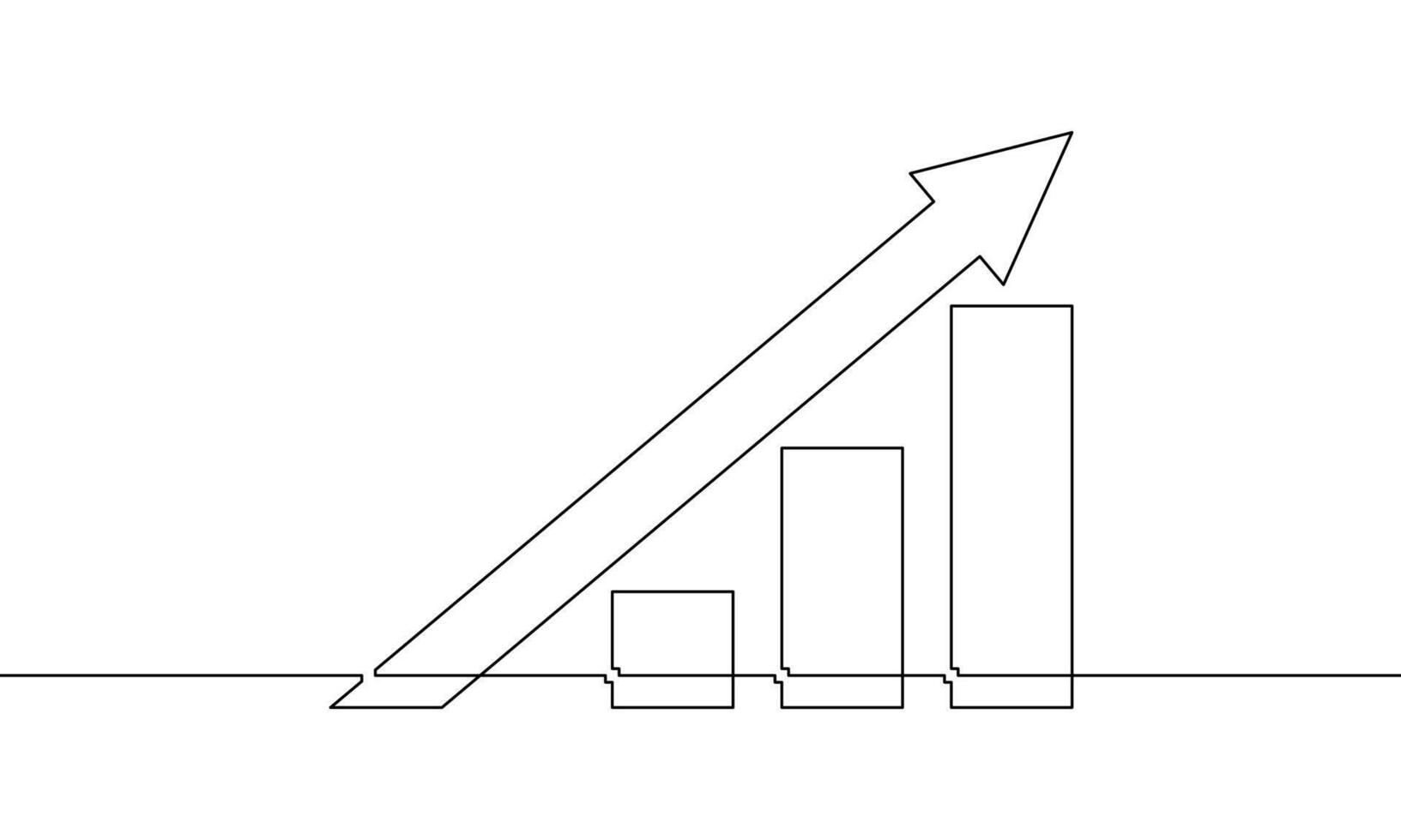 Continuous line drawing of graph. Illustration of arrow up. Increasing arrow up. Single line art of business icon. Object one line. Bar chart sign symbol vector