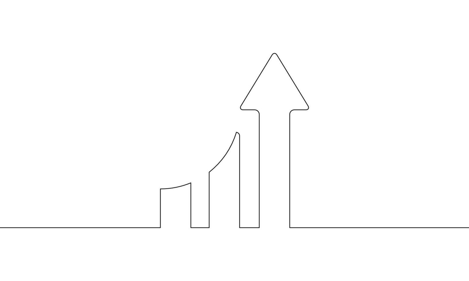 Illustration of graph icon. Continuous line drawing of arrow up. Bar chart. Business growth. Object one line. Single line art vector