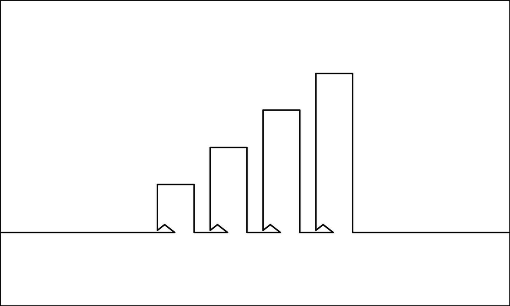 Continuous line drawing of graph. Illustration of business growth. Hand drawn of bar chart. Object one line. Single line art vector