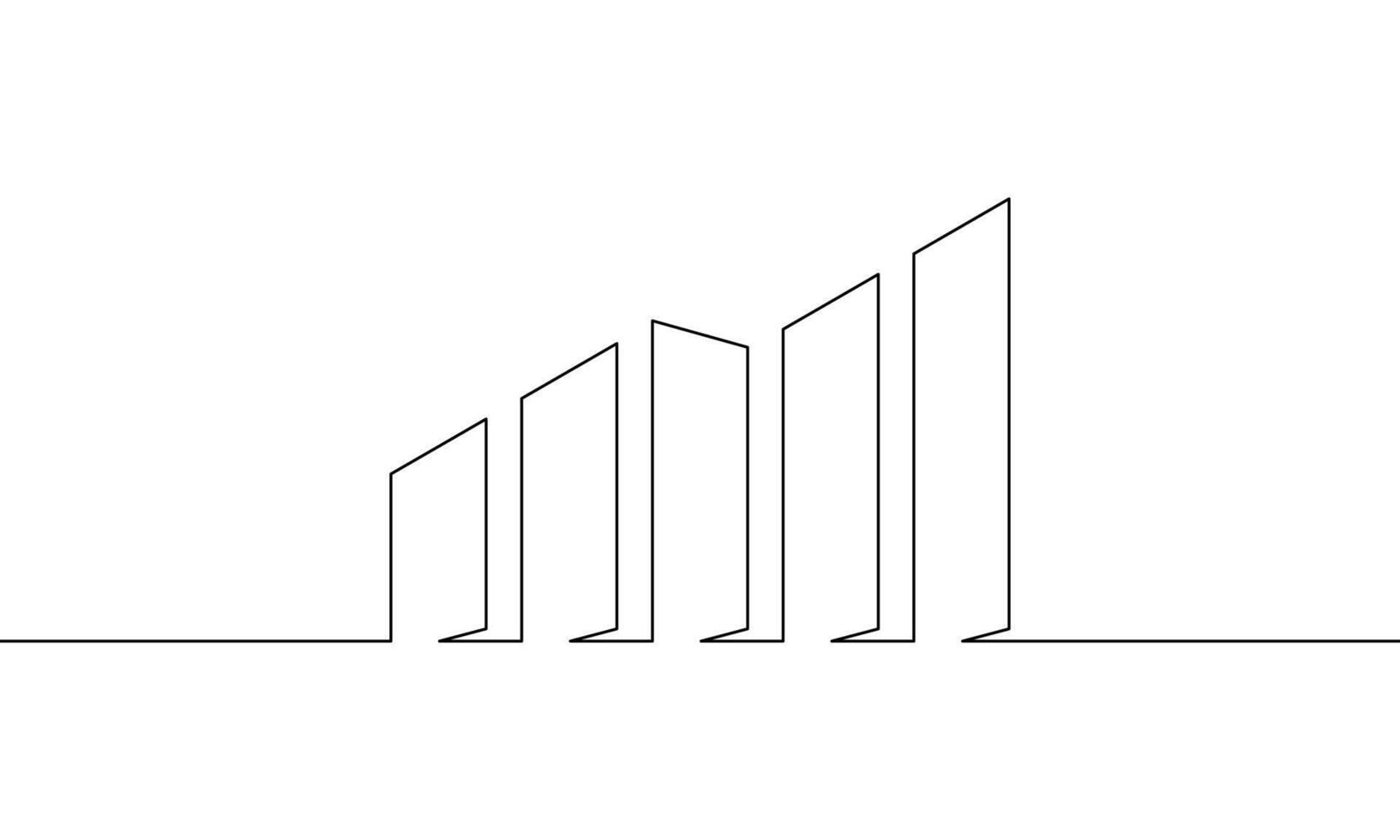 Continuous line drawing of graph. Illustration of bar chart. Business growth icon. Single line art. Object one line vector