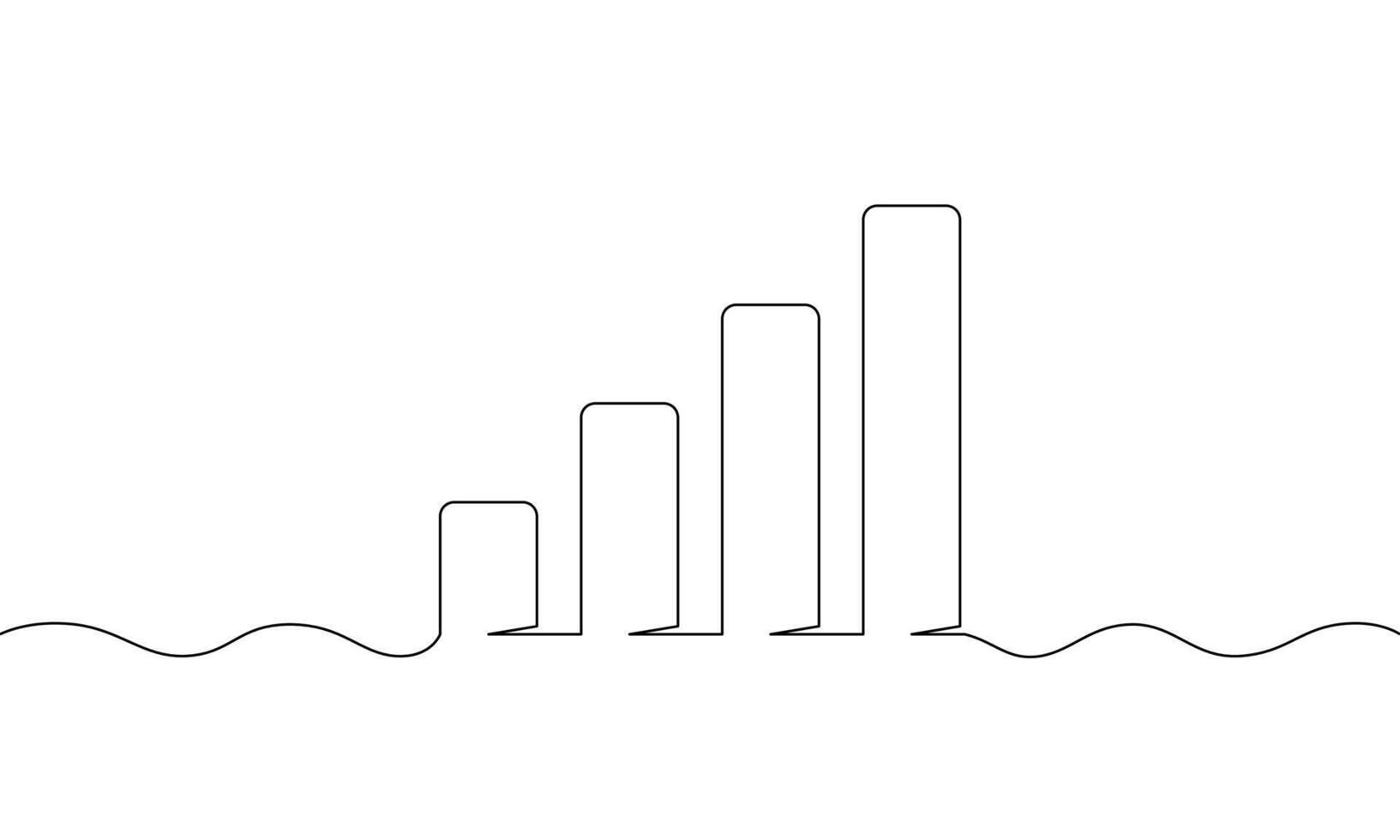 Continuous line drawing of graph. Illustration of growth chart. Business bar chart icon. Object one line. Single line art vector