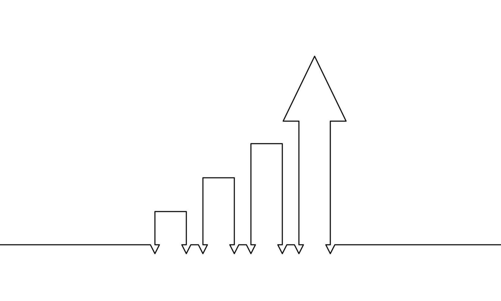 Continuous line drawing of arrow up. Graph one line. Business growth. Single line art. Bar chart. illustration vector