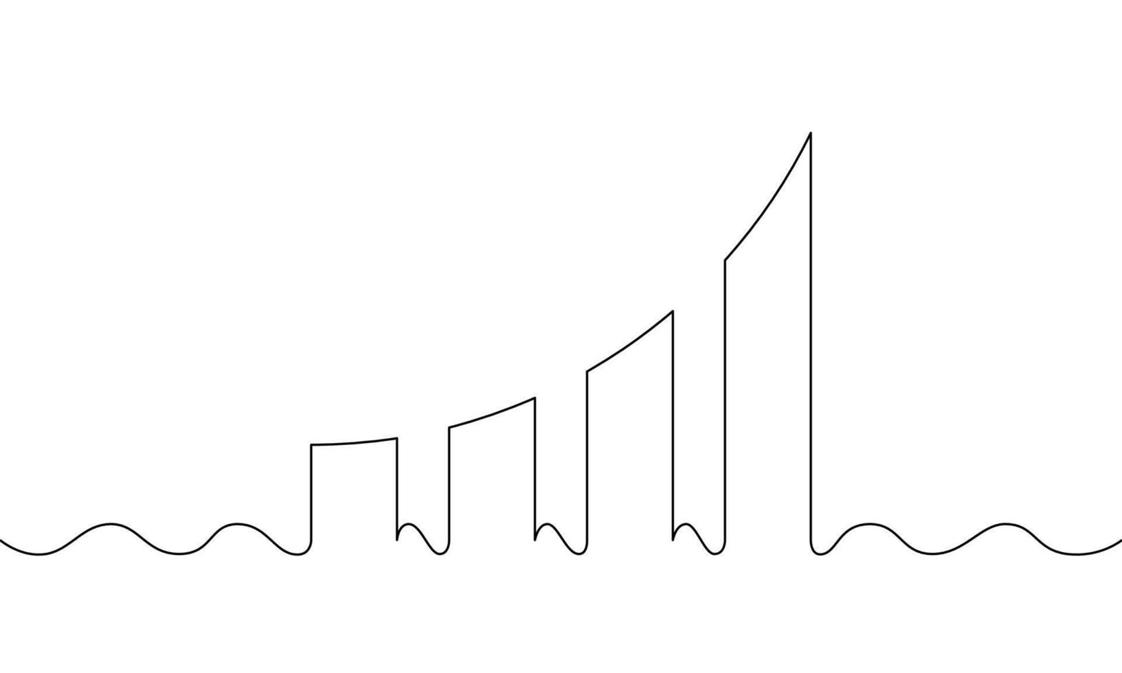 Continuous line drawing of graph. Bar chart icon. Illustration of business growth. Single line art. Object one line vector