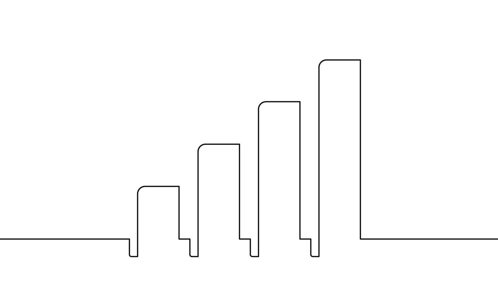 Continuous line drawing of graph. Illustration of business growth. Bar chart icon. Object one line. Single line art vector