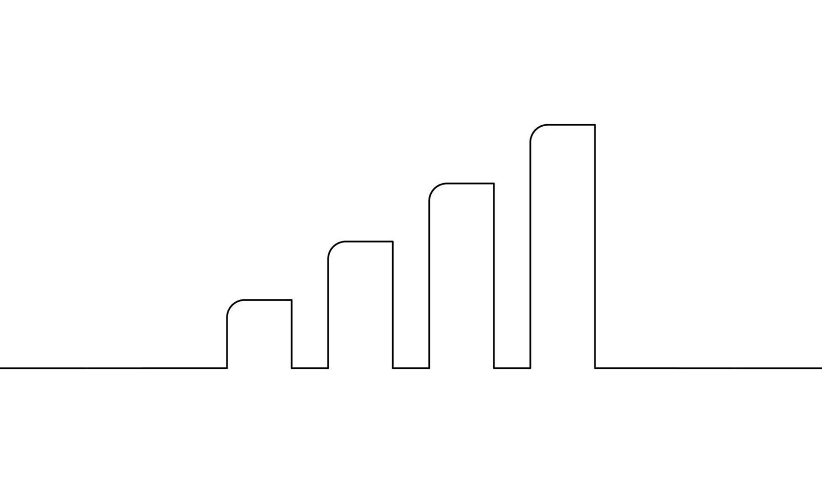 Continuous line drawing of graph. Illustration of Bar chart icon sign. Object one line. single line art vector