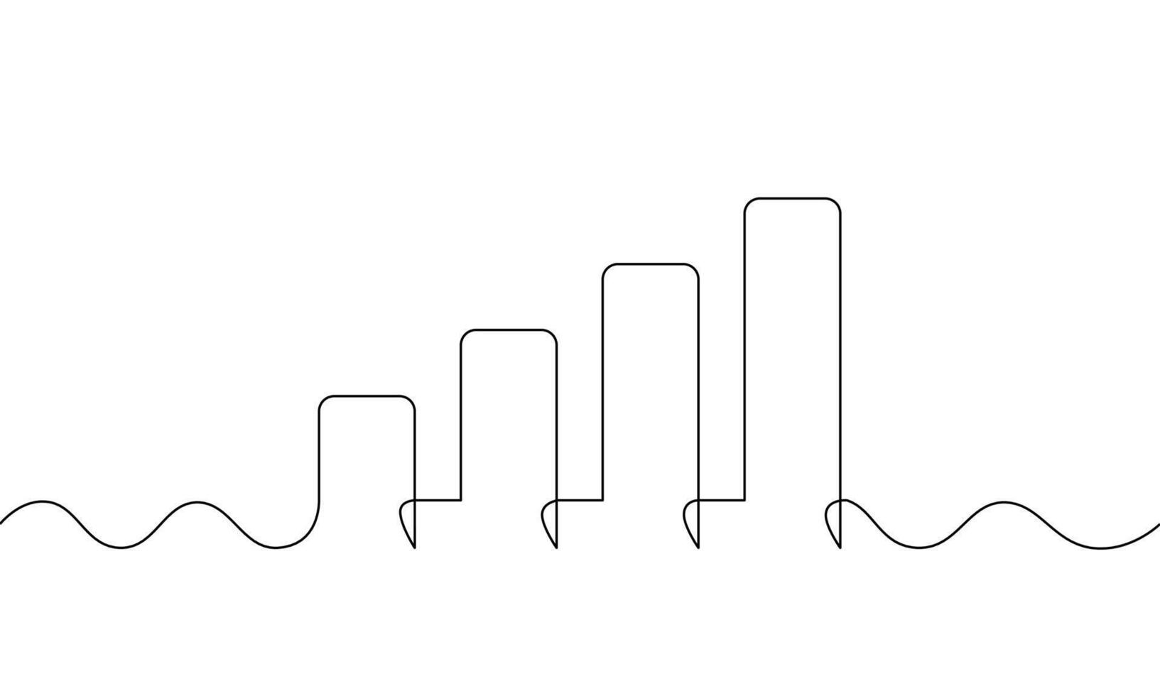 Continuous line drawing of graph business icon. Illustration of bar chart. Object one line. Single line art vector