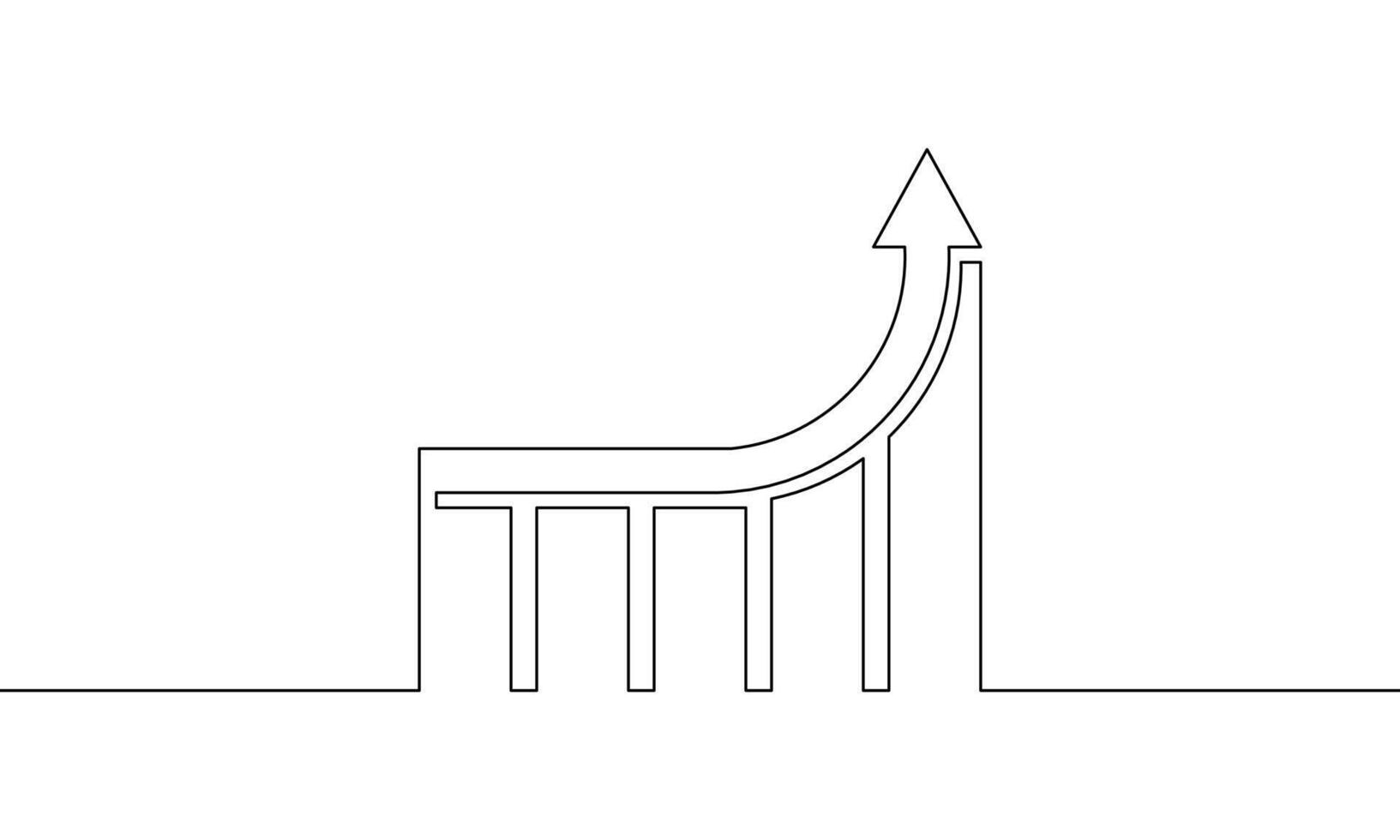 Continuous line drawing of graph icon. Arrow up. Business growth. Bar chart, increasing arrow sign. Object one line, single line art, illustration vector