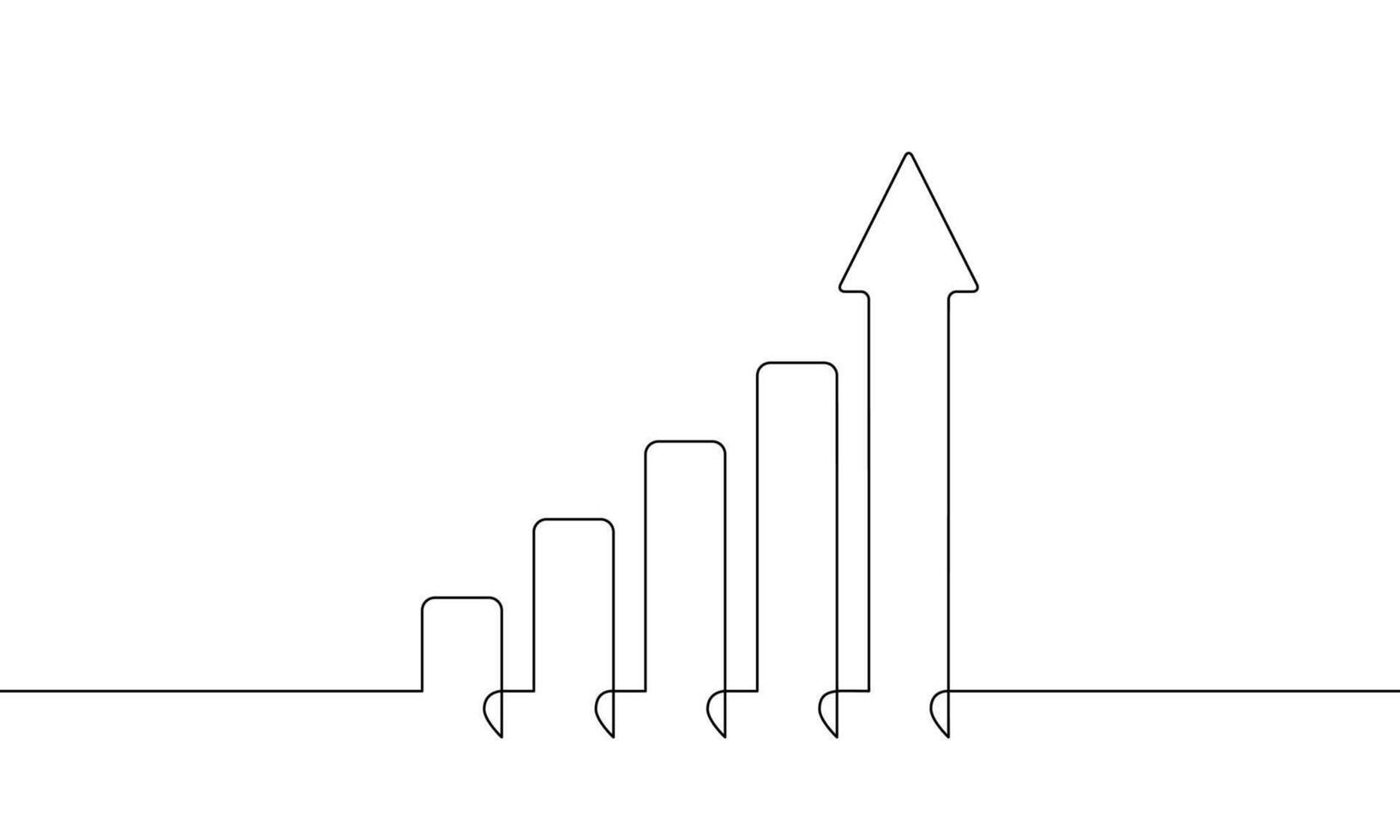 continuo línea dibujo de grafico icono. ilustración de flecha arriba. objeto uno línea. creciente flecha. bar cuadro. soltero línea Arte vector