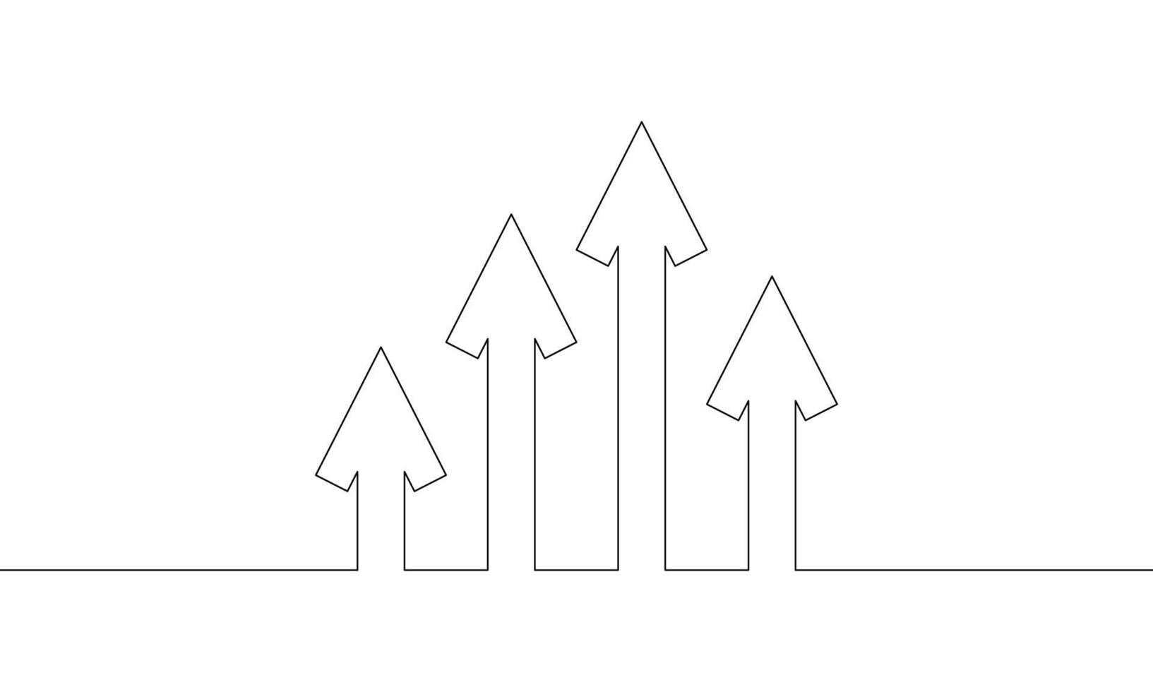 Continuous one line drawing of arrow up. Graph business icon. Bar chart, growth graph design, single line art, illustration vector