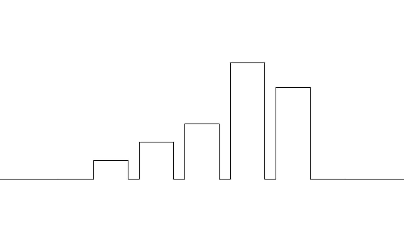 Continuous line drawing of growth graph business icon, bar chart, illustration , object one line, single line art vector