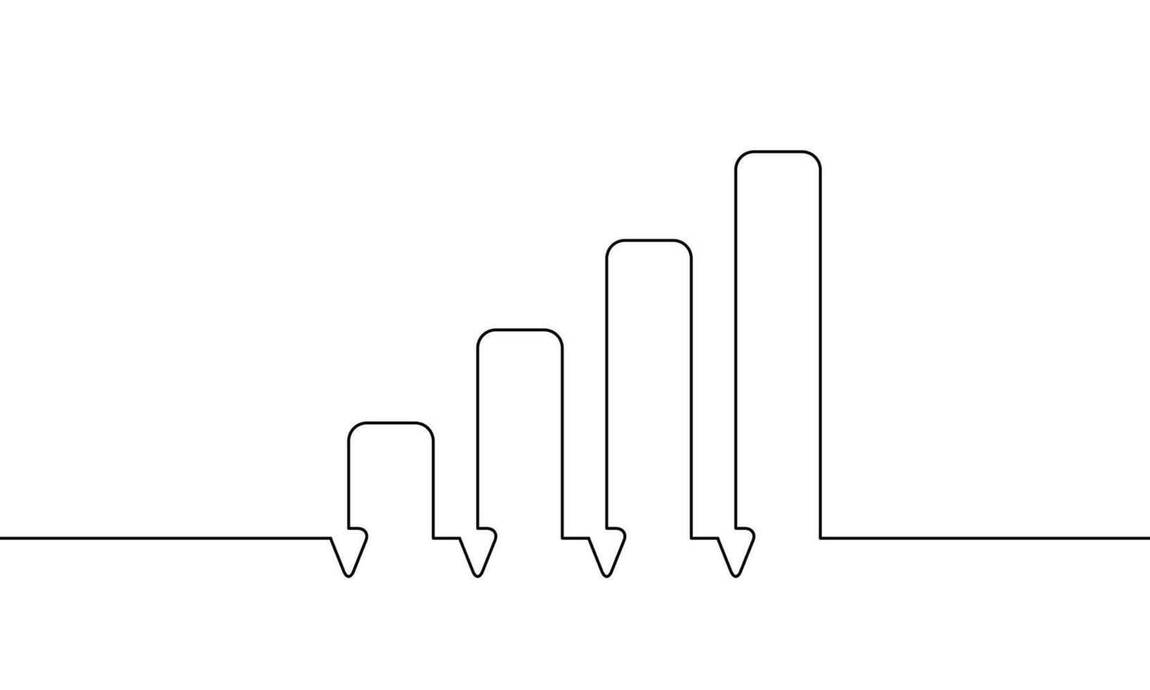 Continuous line drawing of graph icon business. Illustration of chart design. Bar chart one line. Single line art vector