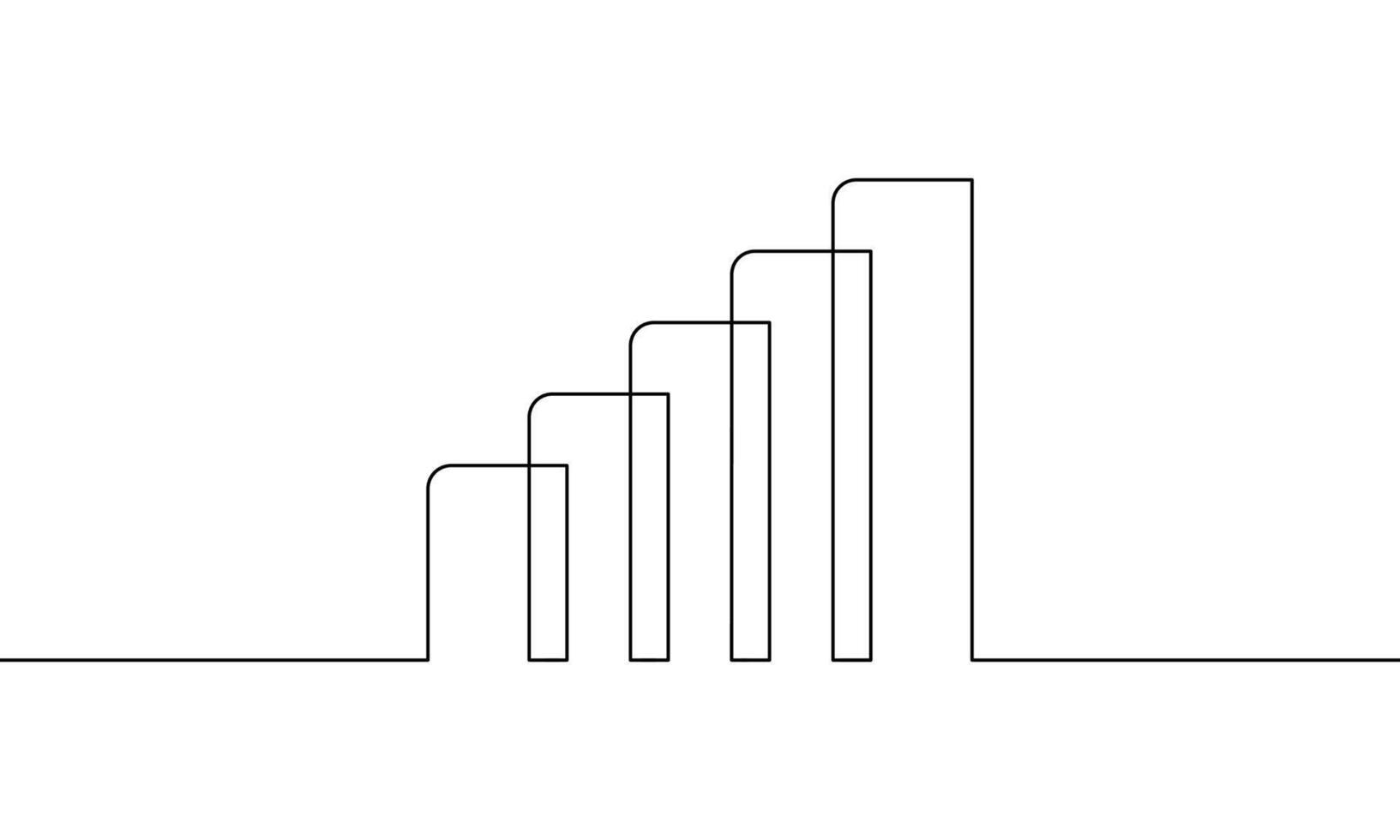 Continuous line drawing of graph icon. Business growth sign symbol. Illustration of bar chart. Object one line. Single line art vector