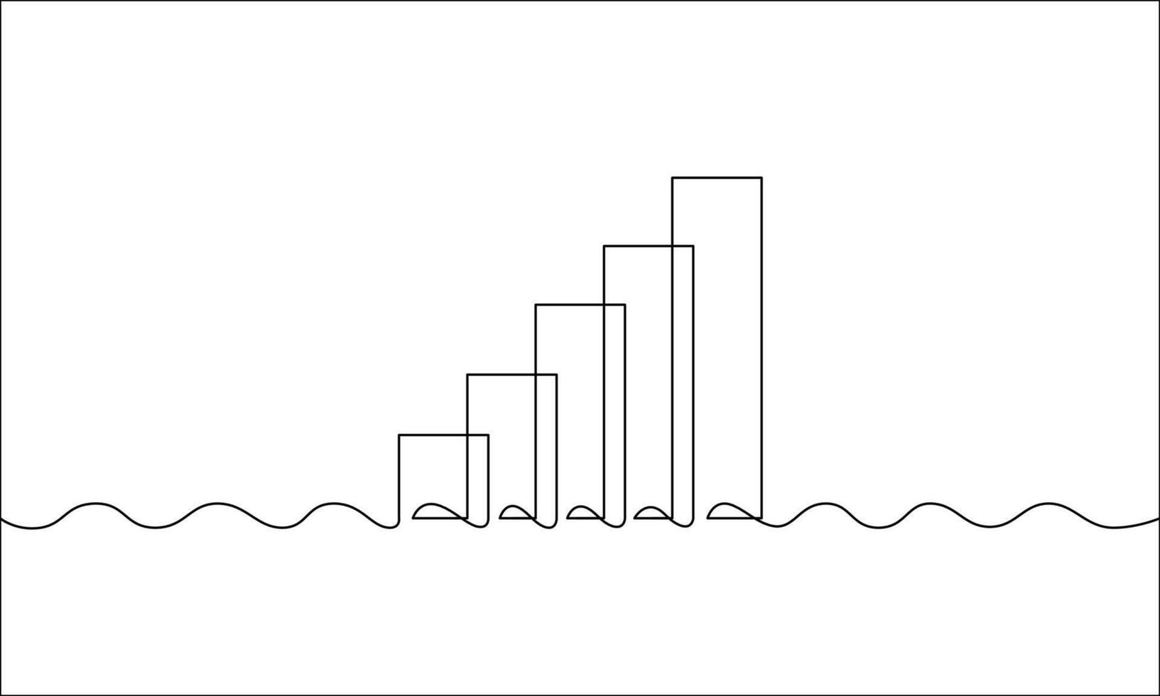 Continuous line drawing of graph business icon. Illustration of Growth graph. Bar chart. Object one line. Single line art vector