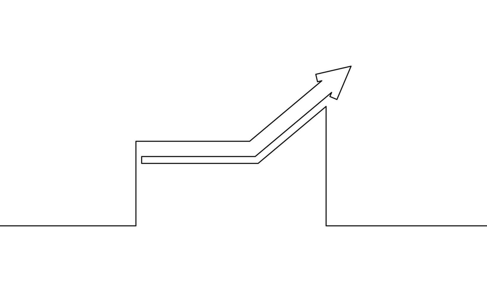 Continuous line drawing of graph icon business. Increasing arrow. Growth graph design, bar chart, object one line, single line art, illustration vector