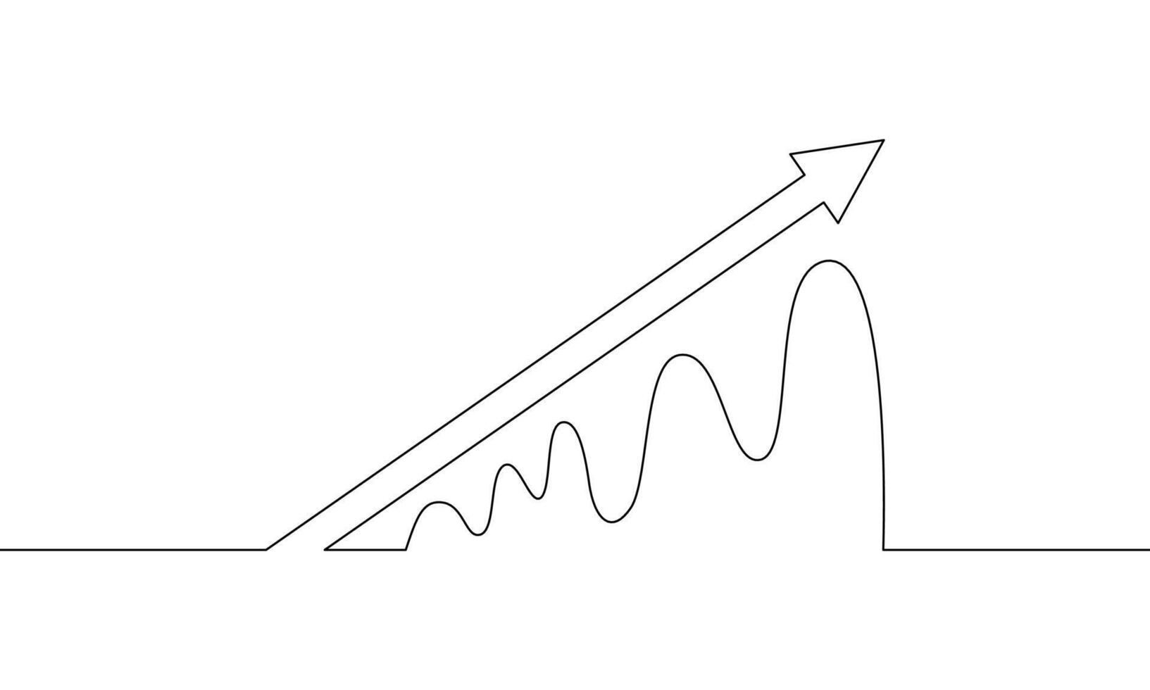 Continuous line drawing of growth graph. Illustration of arrow up. Business growth icon. Hand drawn. Bar chart. Object one line. Single line art vector