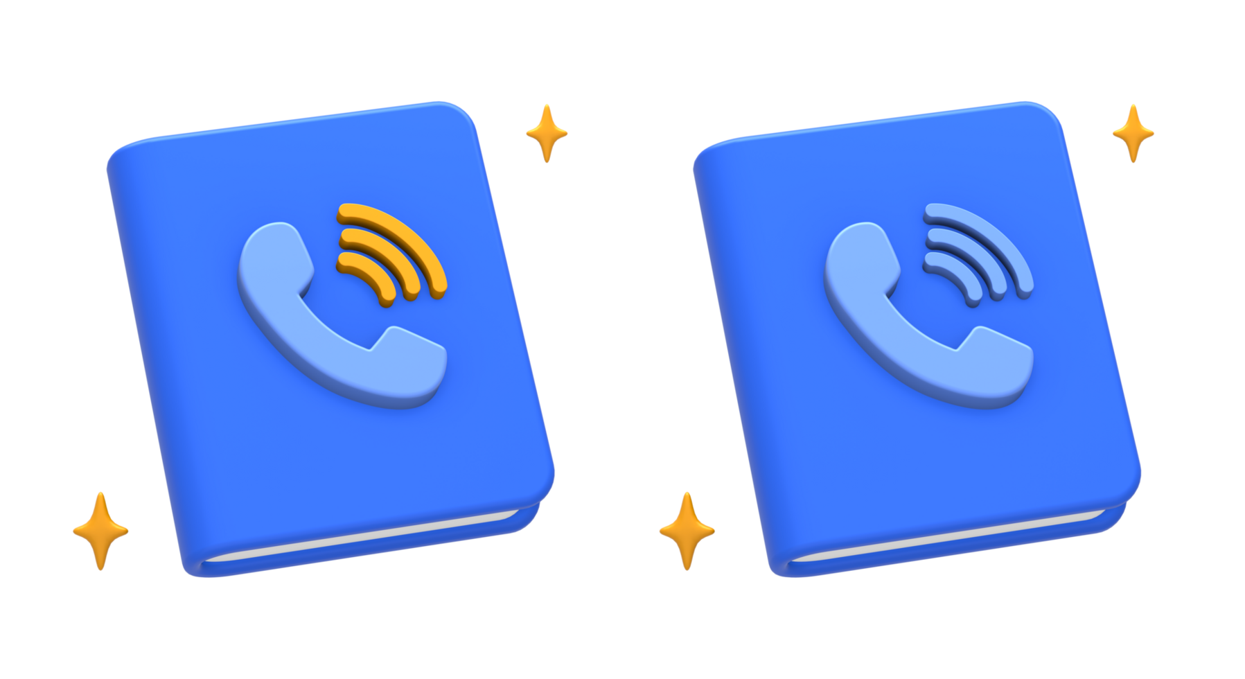3D rendering of blue yellow simple phone book contact information for UI UX web mobile apps social media ads design png
