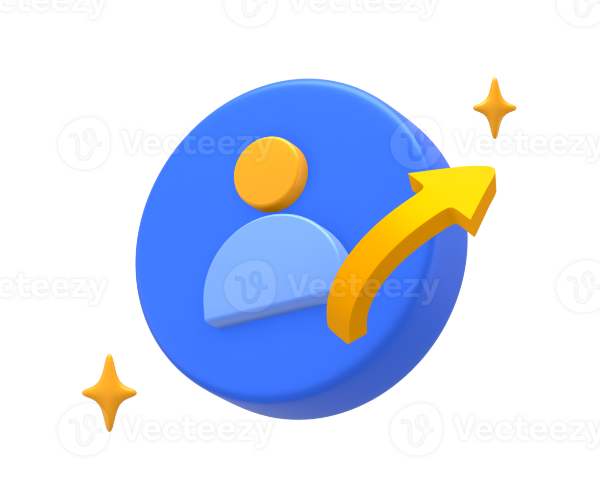 3D rendering of blue yellow business individual or personal relationship for UI UX web mobile apps social media ads design png