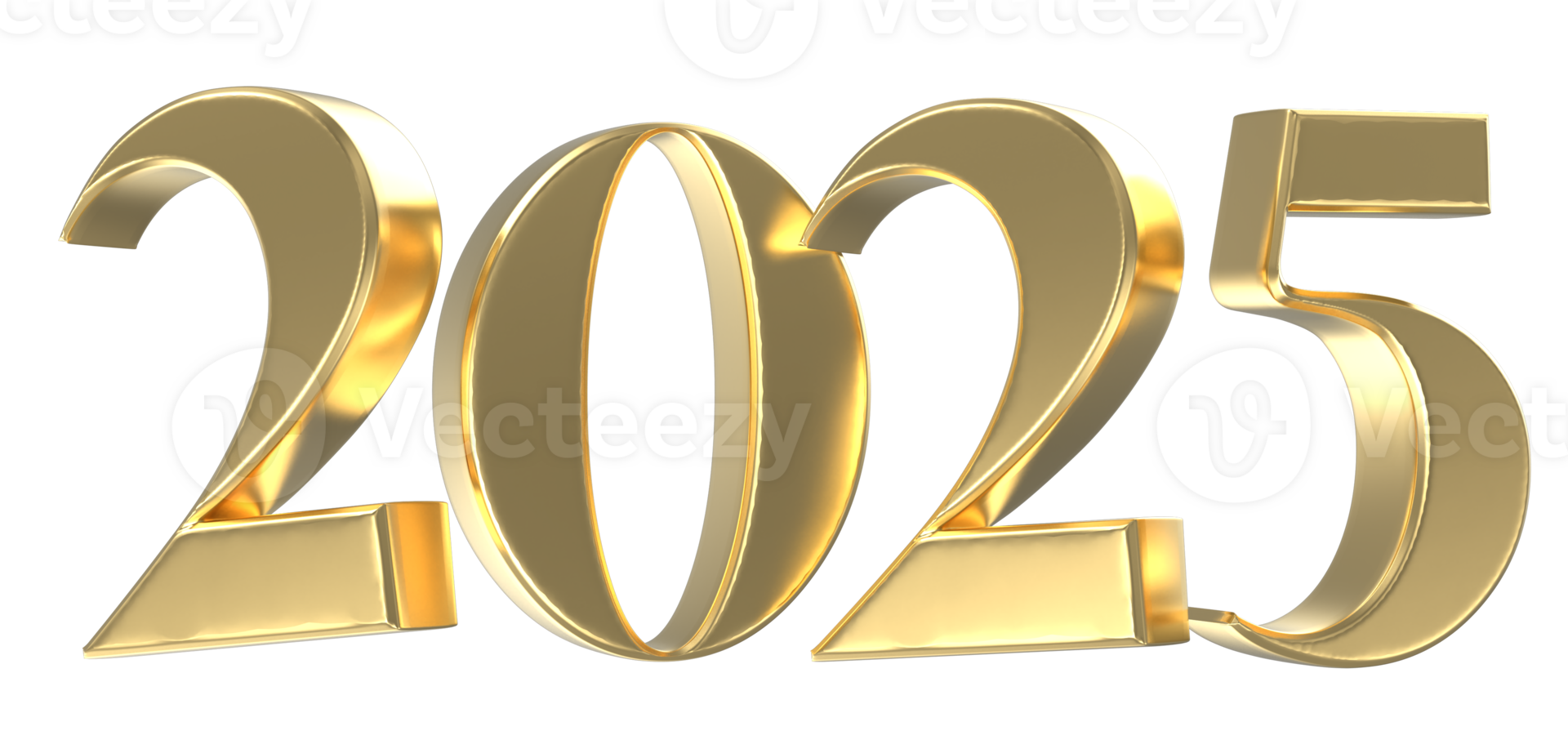 Golden 3d number 2025 - Year 2025 isolated png