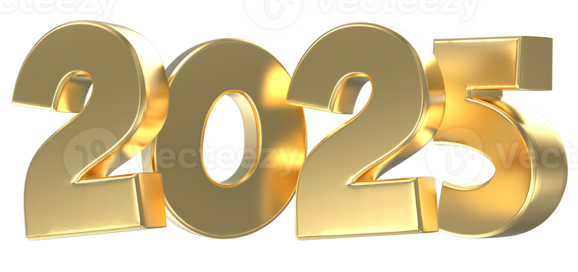 Golden 3d number 2025 New Year 2025 isolated png