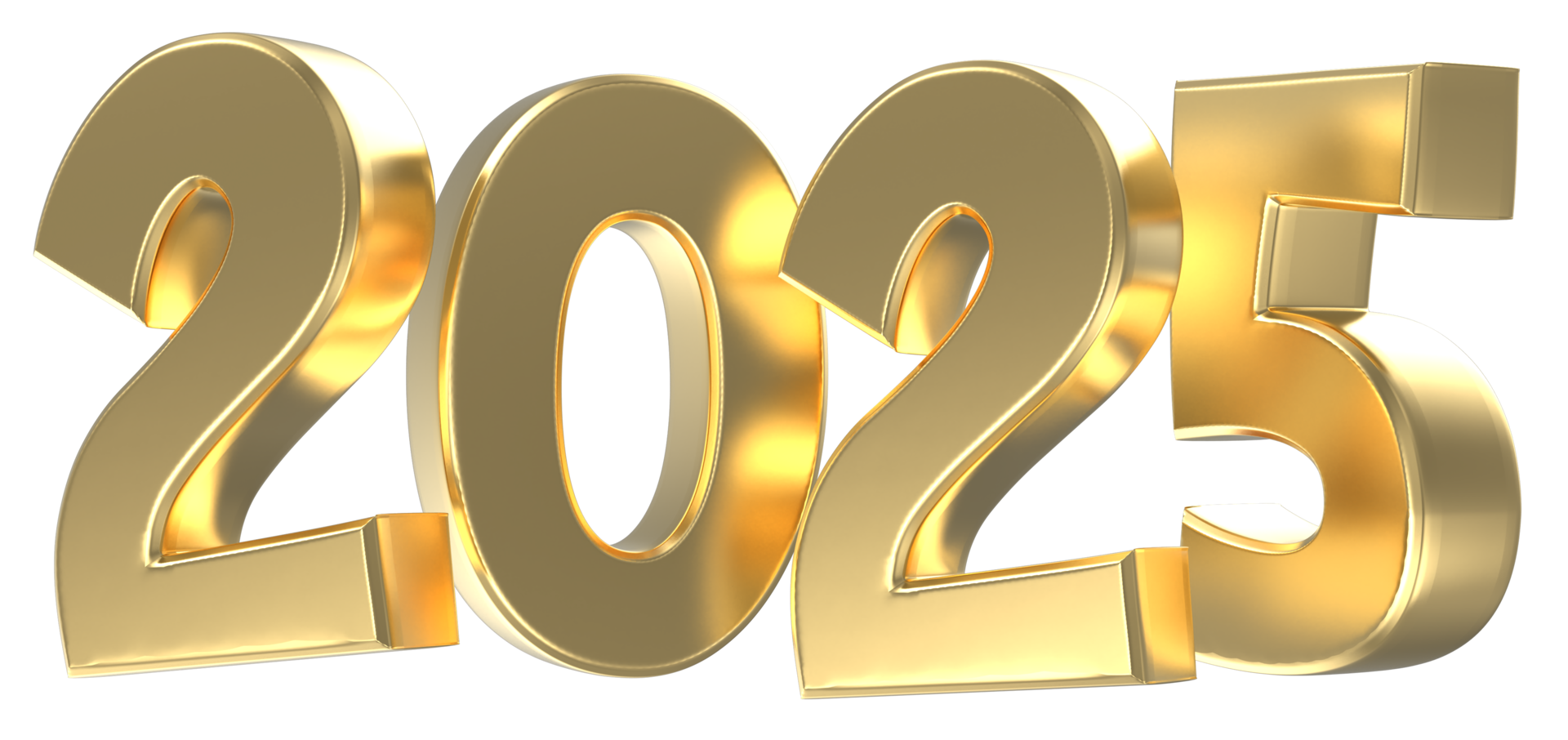 Happy New Year Number 2025 Gold 3D Render 49329512 PNG