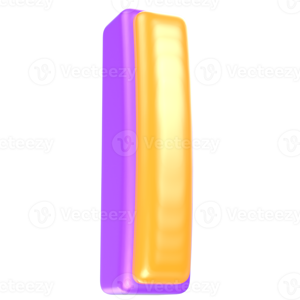 l Letter Yellow And Purple 3D Rendering png