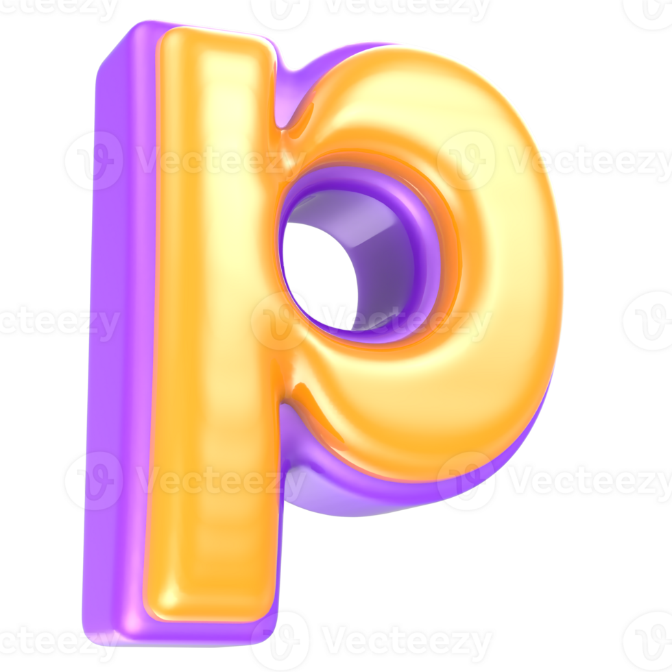 p Letter Yellow And Purple 3D Rendering png