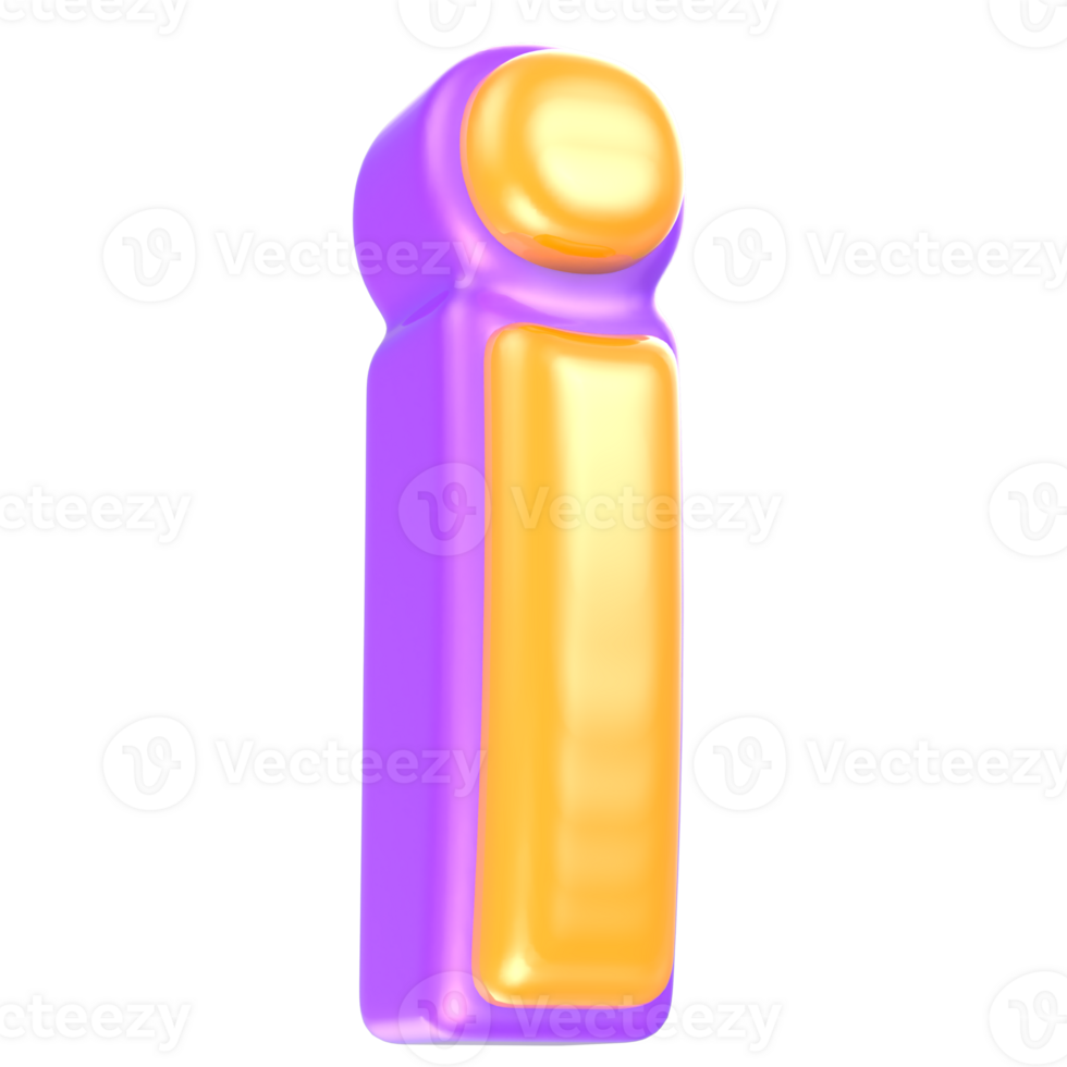 i Letter Yellow And Purple 3D Rendering png