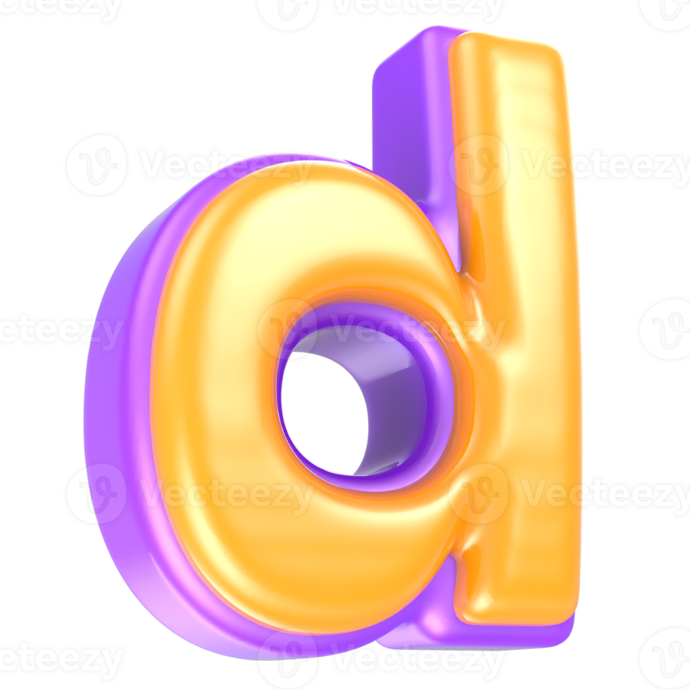 d Letter Yellow And Purple 3D Rendering png