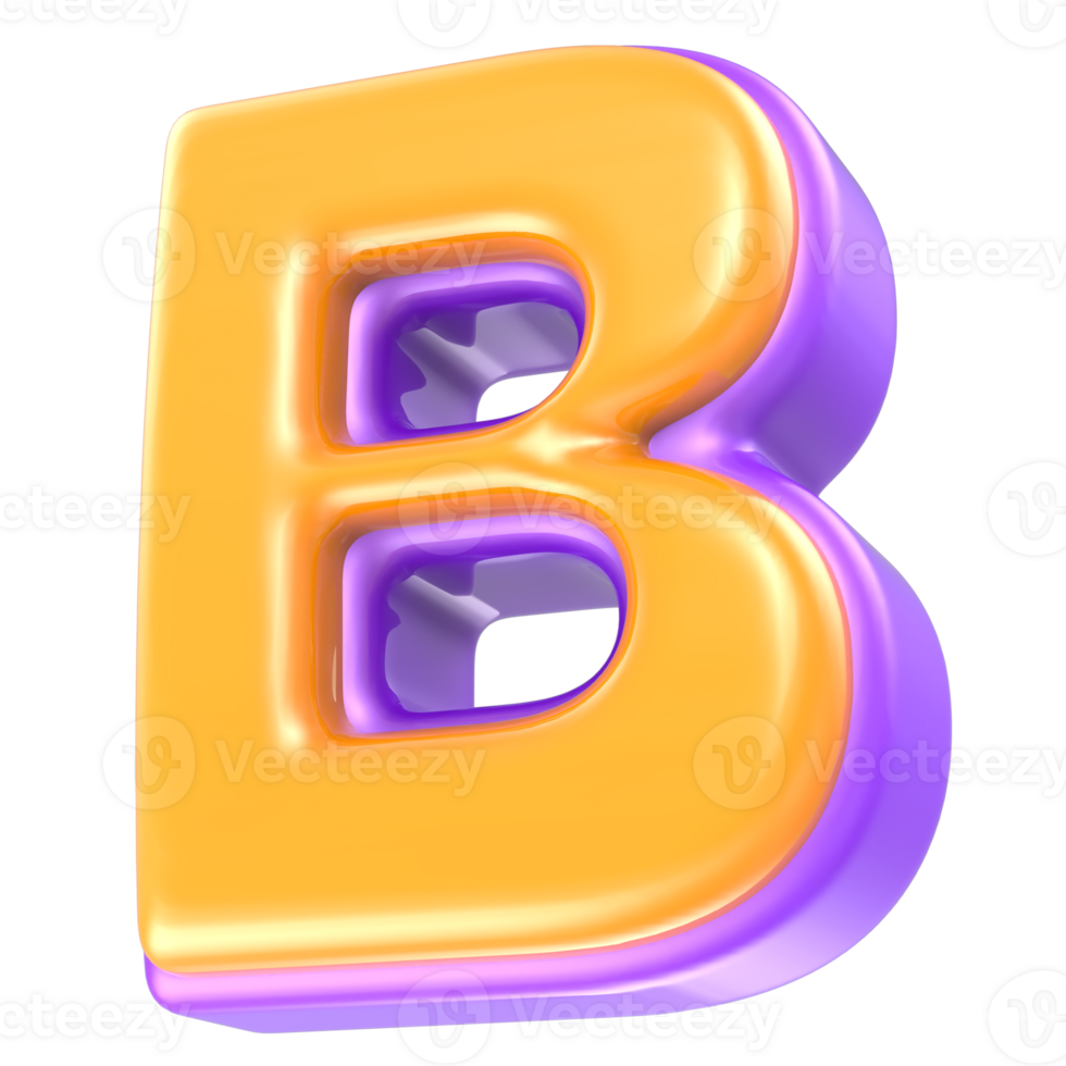 b carta amarelo e roxa 3d render png