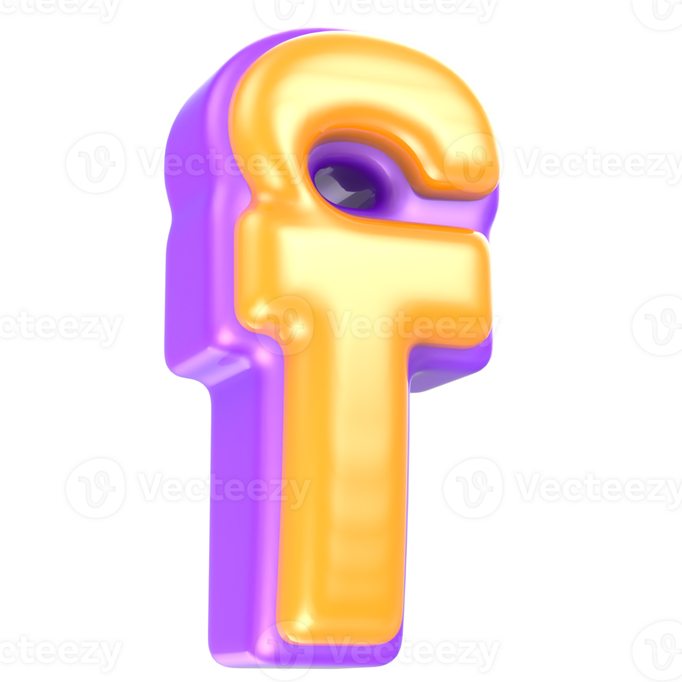 f Letter Yellow And Purple 3D Rendering png