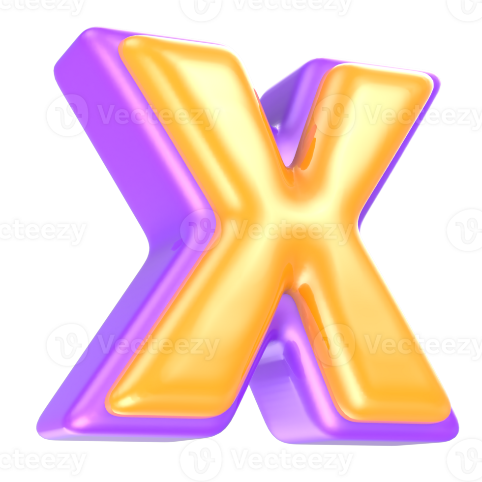 x Letter Yellow And Purple 3D Rendering png