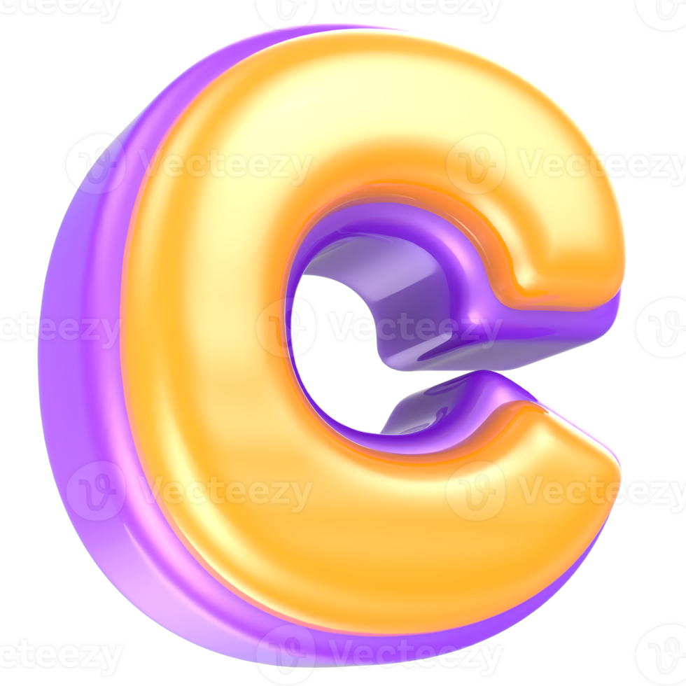 c Letter Yellow And Purple 3D Rendering png