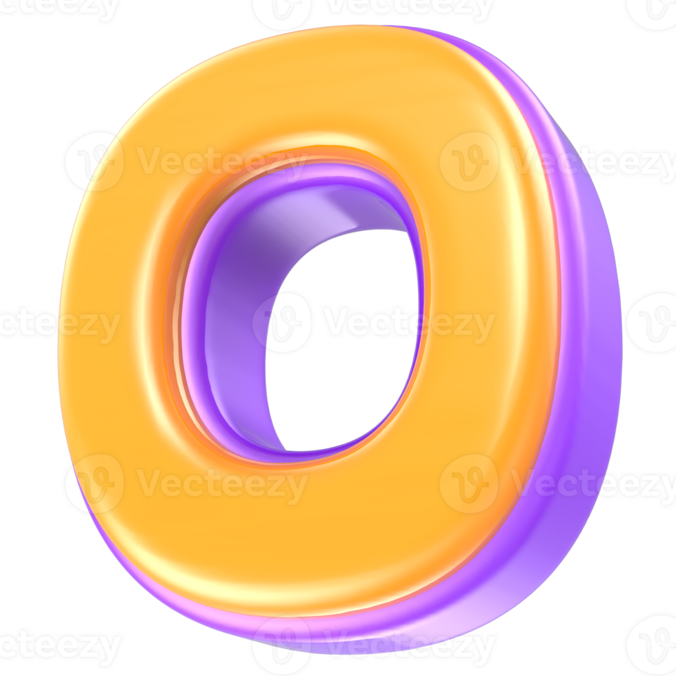 O Letter Yellow And Purple 3D Render png
