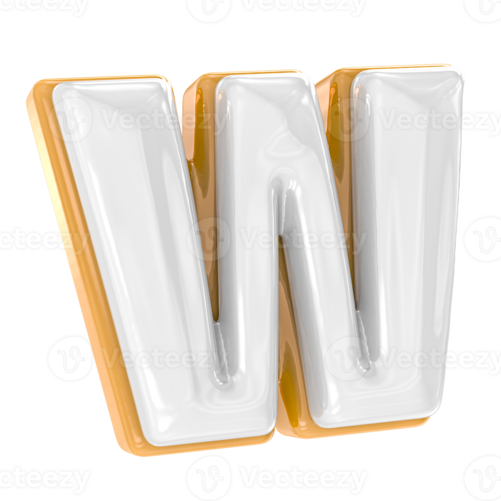 Brown With White font letter W 3D render illustration isolated png